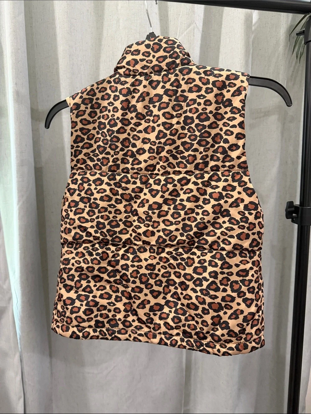Unbranded Kids Leopard Print Puffer Vest in Tan